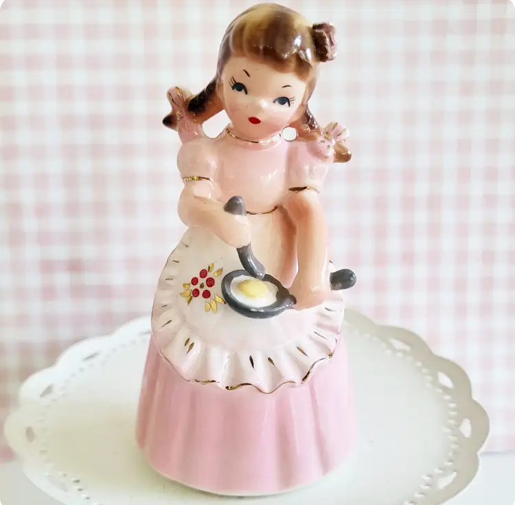 Vintage Nikoniko Japan Cooking Girl Figurine