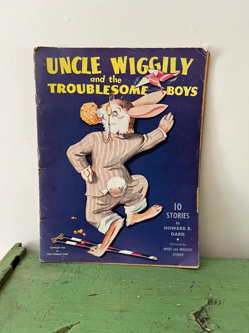 1943 Uncle Wiggily & the Troublesome Boys. by Howard Garis. Antique Children's Book. Published by John Sherman Bagg Vintage Children's Book