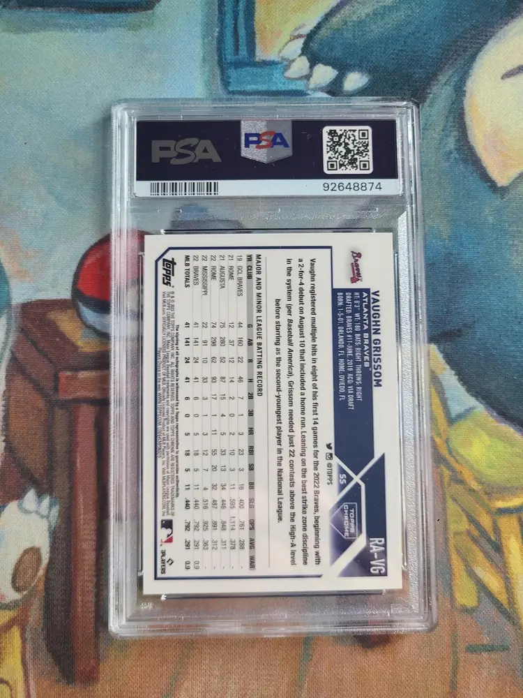 Vaughn Grissom, 2023 Topps Chrome, Purple Speckle Auto, #/299, PSA 9 Mint