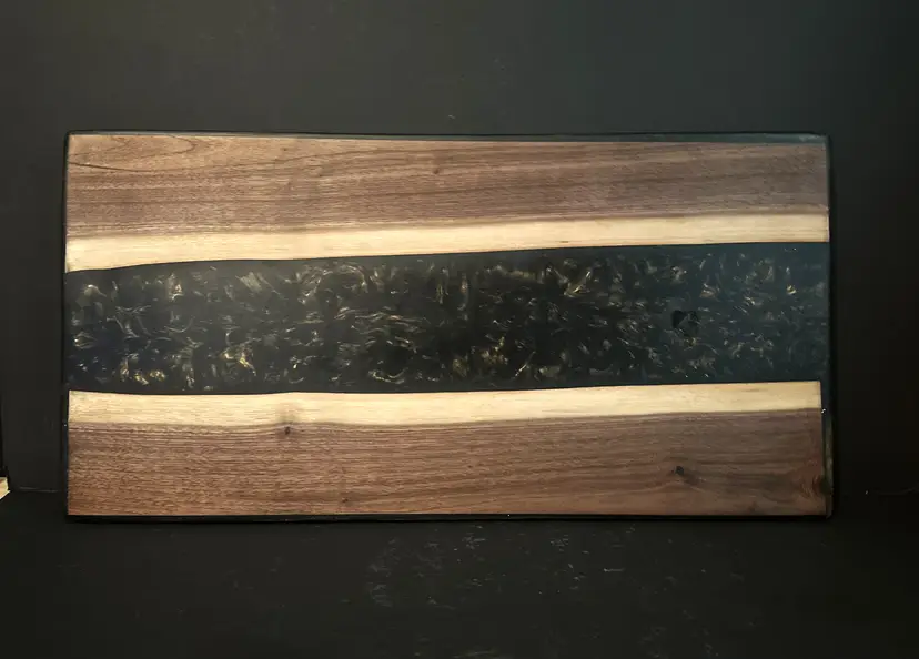 Walnut and Black Epoxy Cutting Board