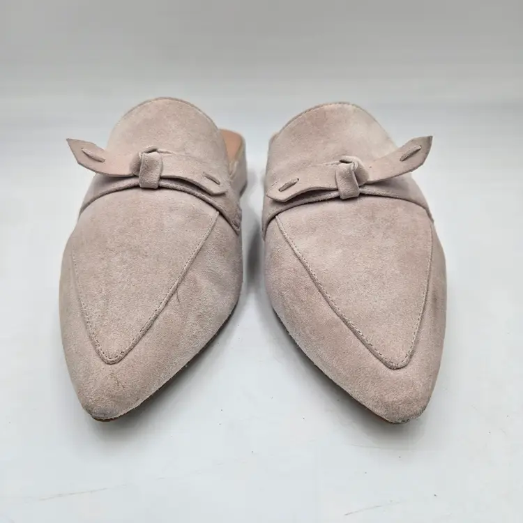 Cole Haan Piper Slip on Pointed Toe Mule Flat Etherea Suede Beige Women Size 8.5