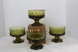 Vintage Tiffin Franciscan Madeira Olive Green Sorbet Sherbet Glasses S/4
