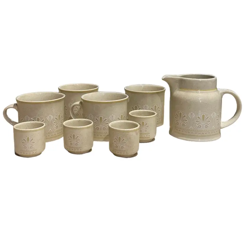 9 Piece 1977 Royal Doulton Lambethware Sunny Day Coffee Setting