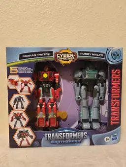 Transformers EarthSpark Cyber-Combiner Terran Twitch and Robby Malto action figure set