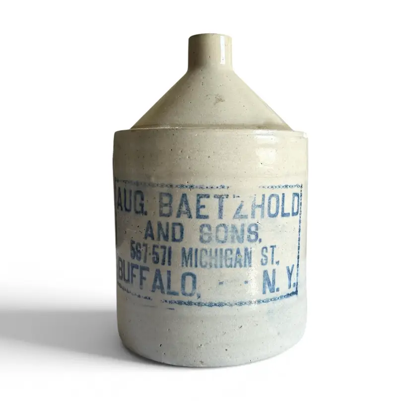 Vintage Aug. Baetzhold & Sons Whiskey Stoneware Crock Buffalo NY