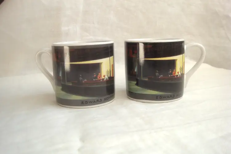 2 Vintage COPCO Artist Edward Hopper Mini Mug Tea or Espresso Cup 1993