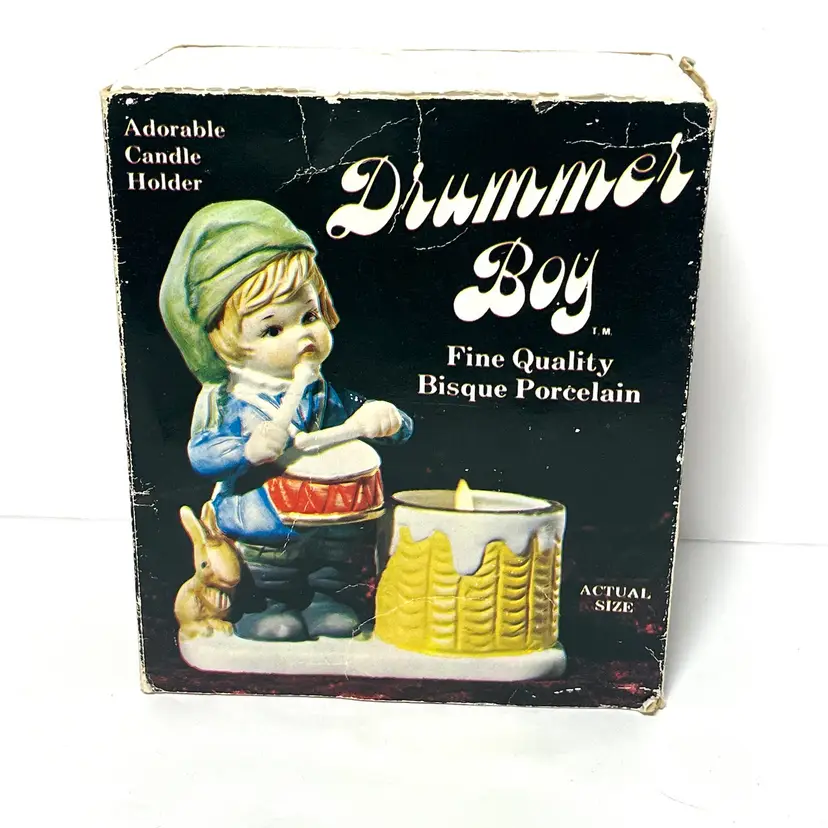 Drummer Boy Bisque Porcelain Candle Holder. Vintage 1978
