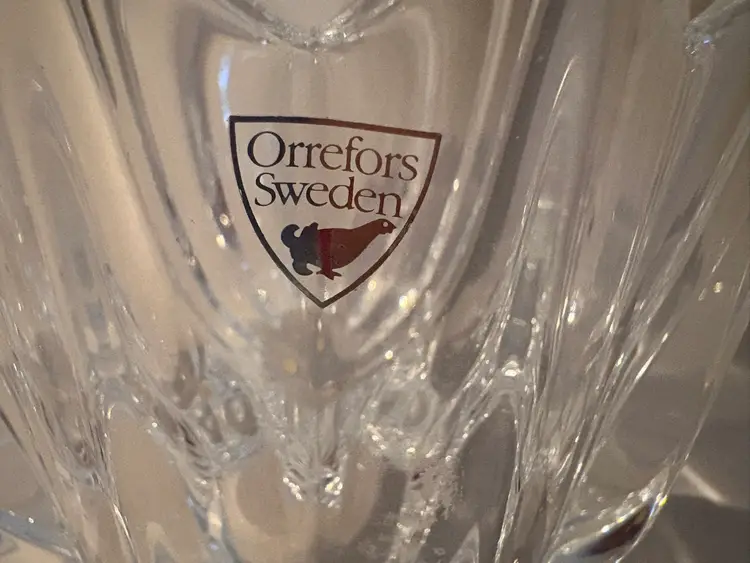 Hand Blown Orrefors Sweden Crystal Glass Bowl Multi Point Star