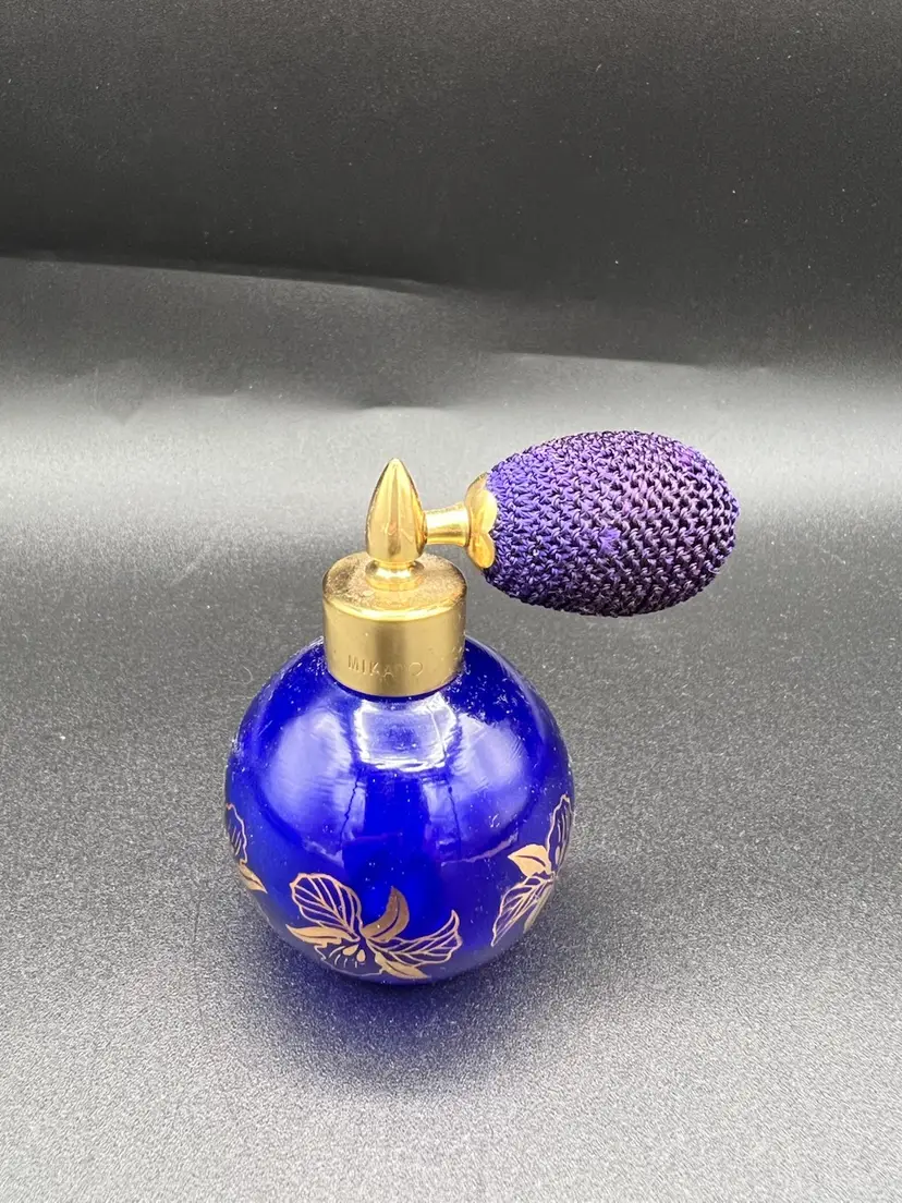 Mikado Cobalt Blue With Gold Perfume Bottle And Pump Atomizer