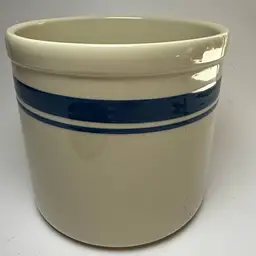 Vintage Roseville Friendship Pottery Blue Stripe 2QT Crock Robinson Ransbottom