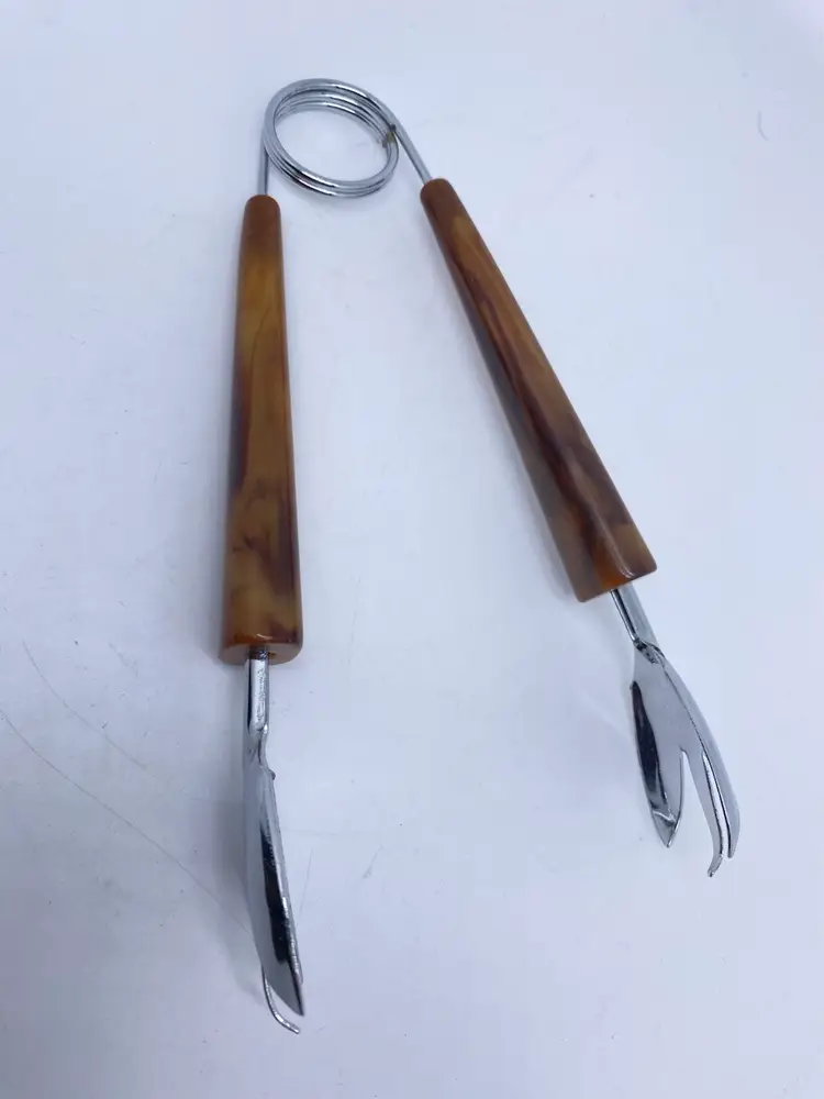 Vintage MCM Bakelite Clawed Ice Tongs