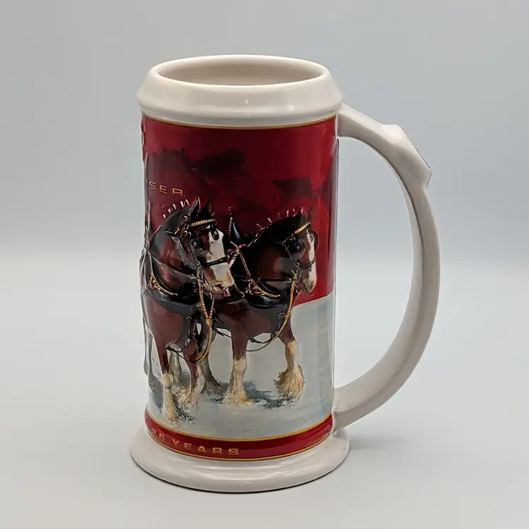 2004 Budweiser Clydesdale Holiday Stein Mug 3D 25th Anniversary