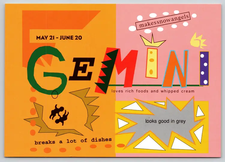 Postcard Gemini Zodiac Sign May 21 - June 20 Horoscope Twins - 12283