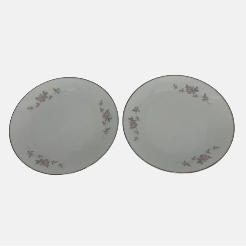 Noritake China Bellemead 2 Bread Plates 6.25" 6314 Japan White Platinum Trim