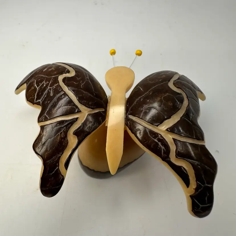 Solid Tagua Nut Butterfly Figurine Handmade From Ecuador 3” A
