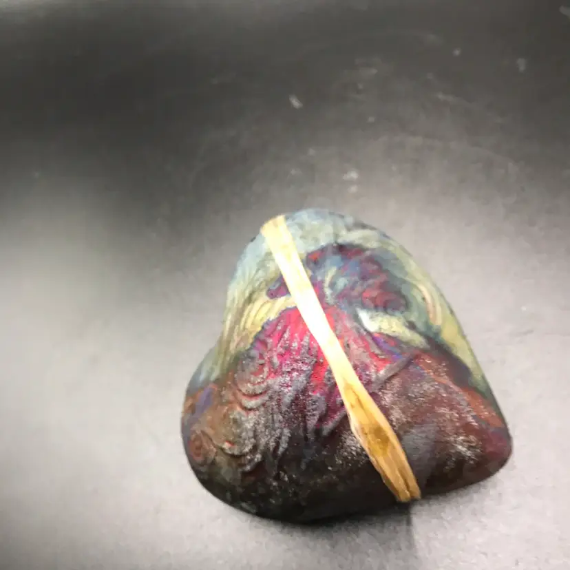 J. Davis Raku Inner Spirit Rattle ~ Heart  Shape Iridescence~