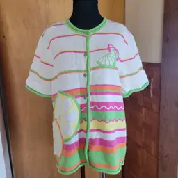 Vingage Breckenridge Embellished Short Sleeved Cardigan Sweater Lemonade Sz Lg