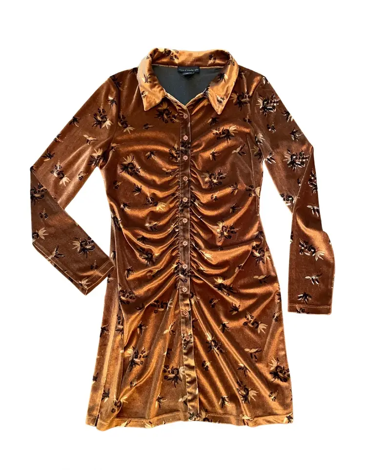 House of Harlow Revolve Crushed Velvet Floral Mini Dress Size Small