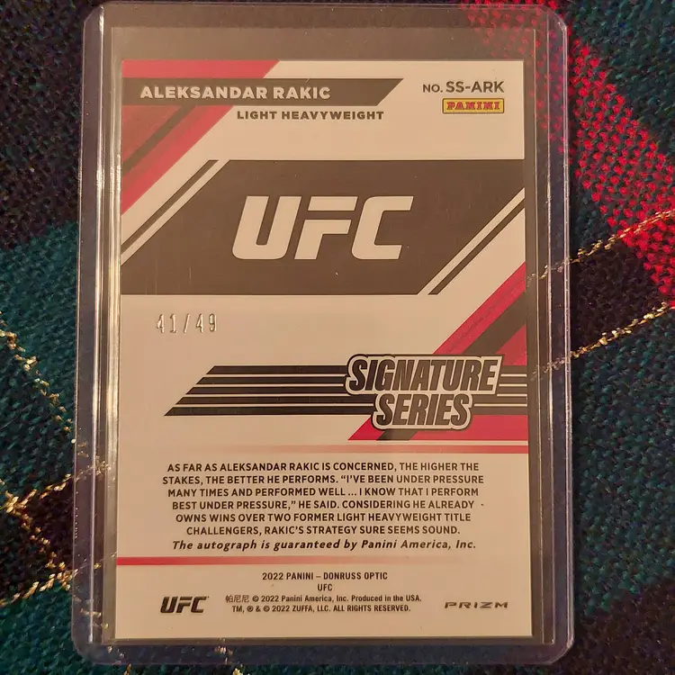 Lot of 5 MMA Cards. Includes Aleksandar Rakic auto #41/49.