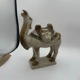 1970s Vintage Chinese Ceramic Camel Buddha Statue Sculpture