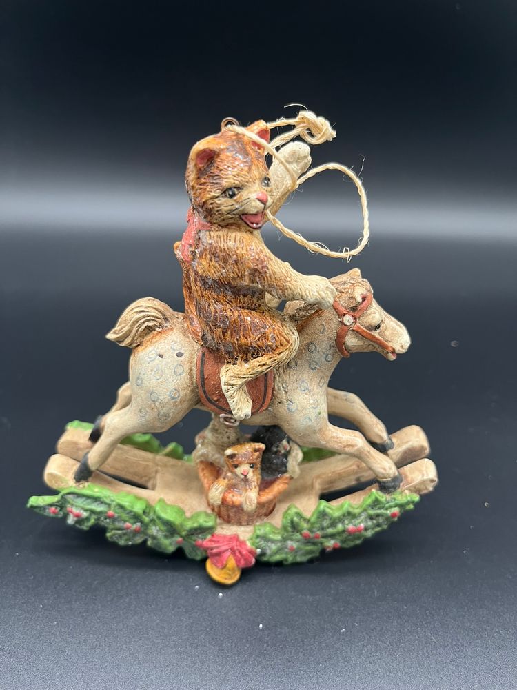 Vintage Dept 56 Cat on Rocking Horse Ornament with Box