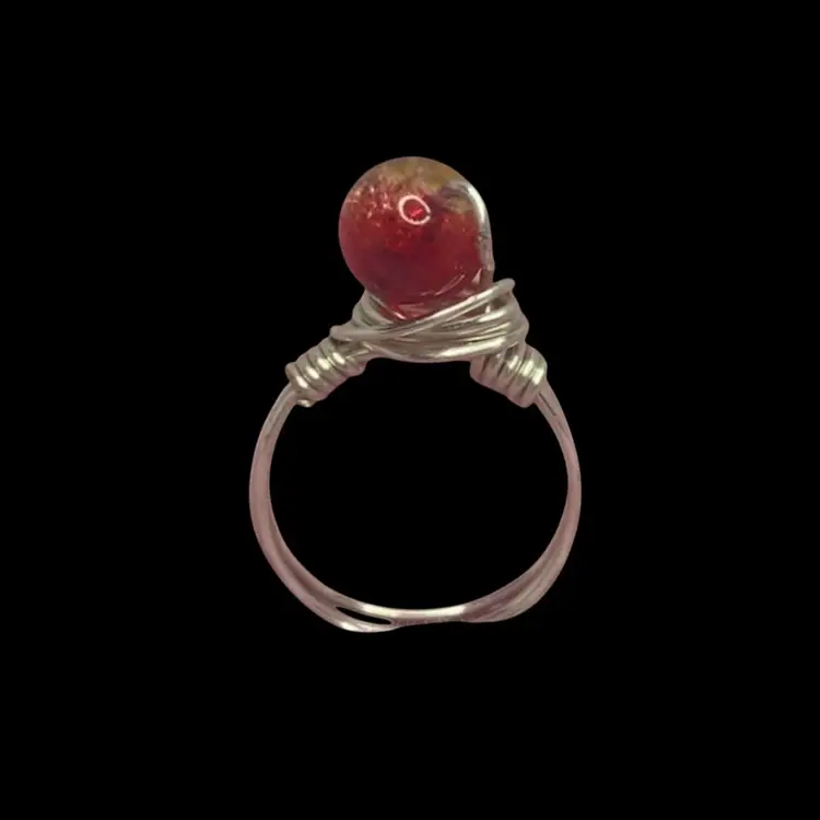 Red Glass Bead Ring