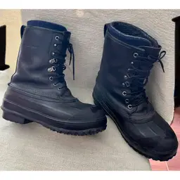 Lacrosse Boots Mens Sz 10 Black Leather Felt Lined Winter Hunting Fishing 019687