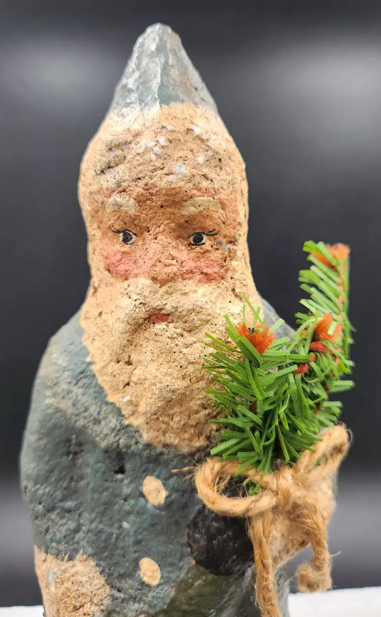 Vintage SIGNED 1987 C West Santa St Nick Christmas Tree Primitive Figure