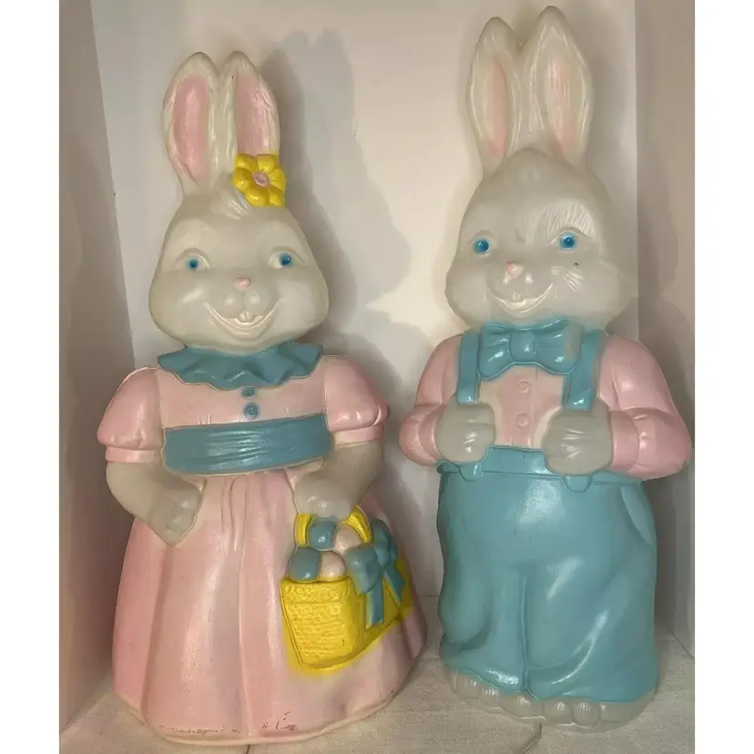Vintage Pair Easter Bunny Girl/Boy Blow Molds ~ EMPIRE 1994~ Tested