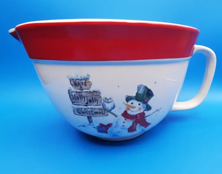 THE BAKESHOP Holly Jolly Christmas Snowman Batter Mixing Bowl