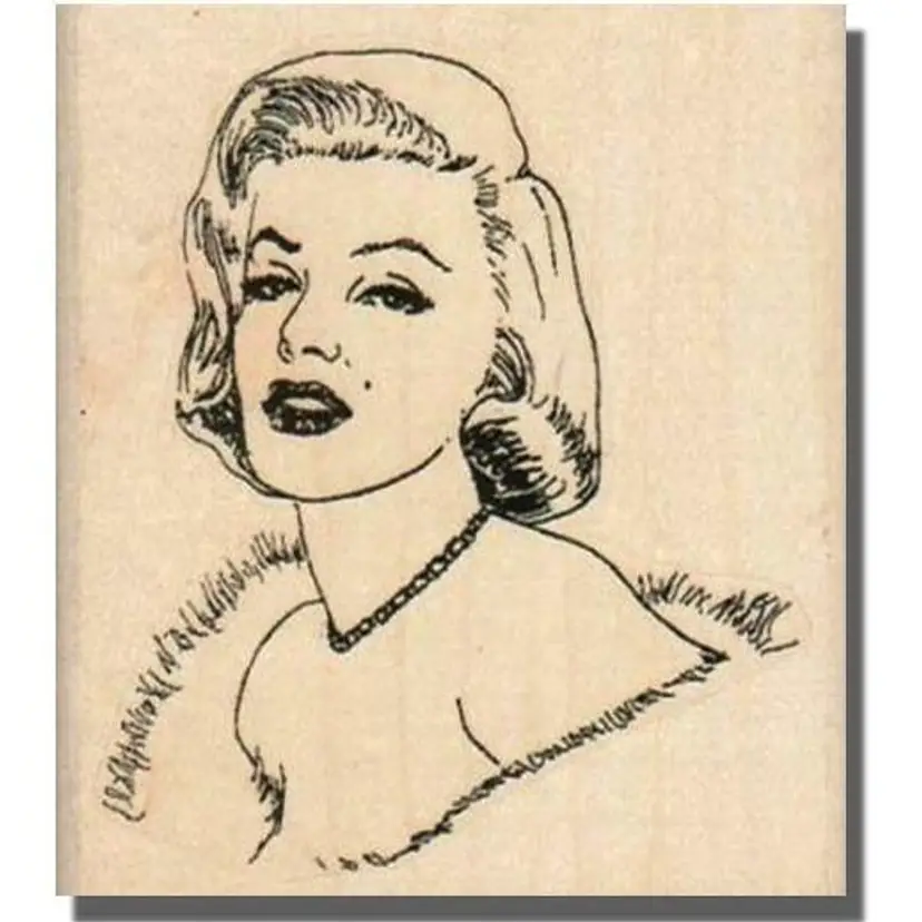 Marilyn Monroe With Necklace and Fur Rubber Stamp - Diamonds Are A Girls Best Friend