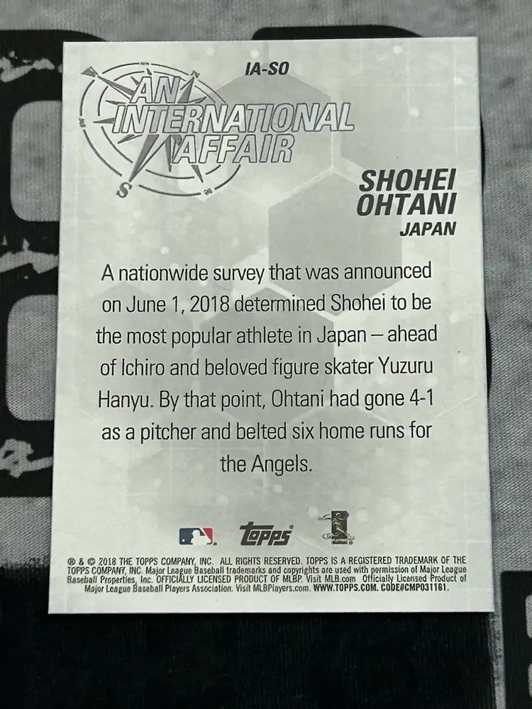 2018 Topps Chrome International Affair Shohei Ohtani