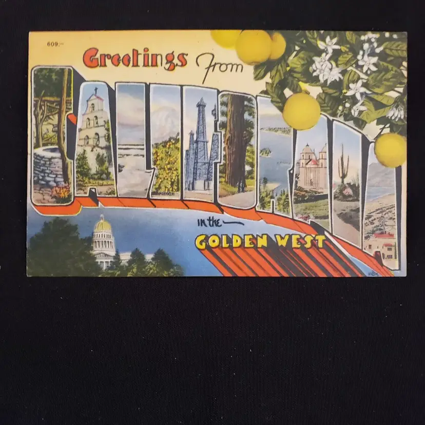 Postcard Greetings From CALIFORNIA in the Golden West unused Vintage
