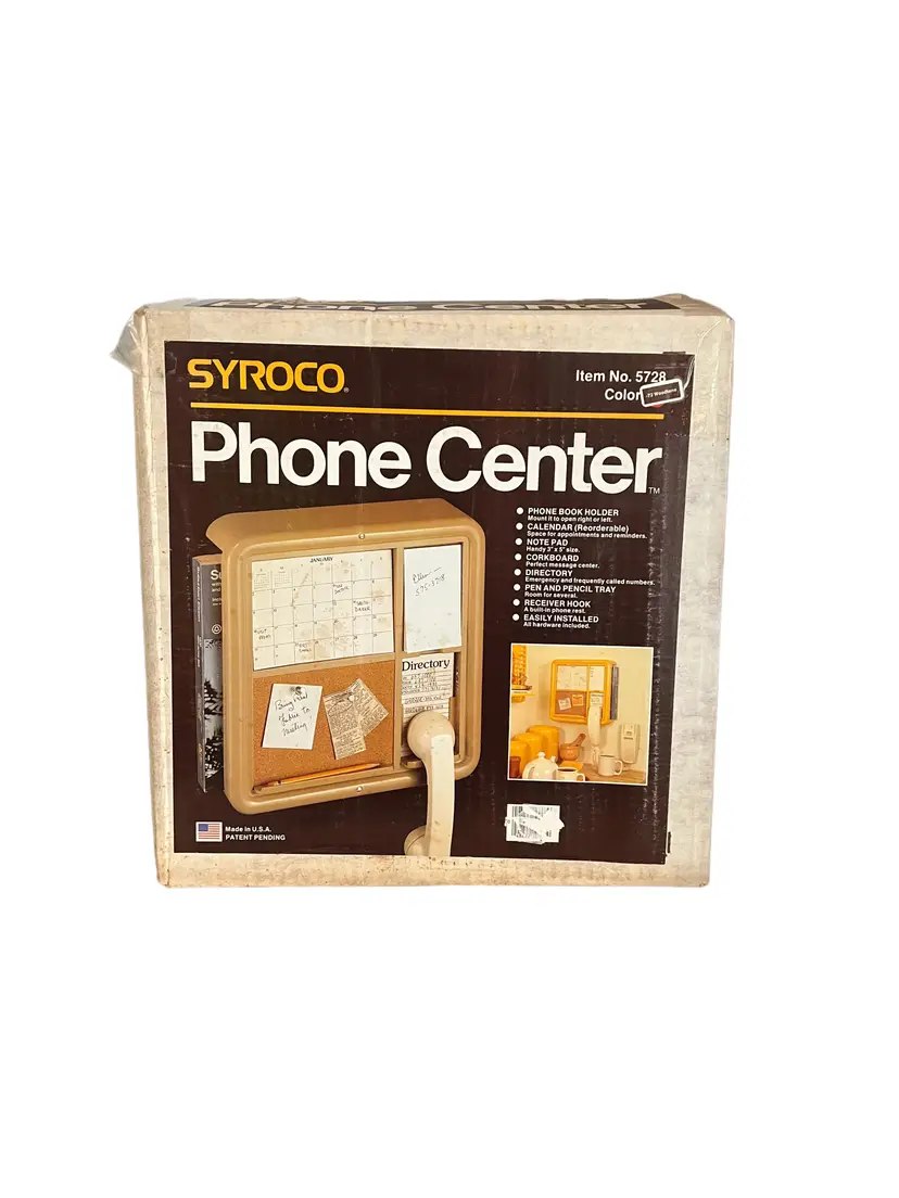 Vintage Syroco Phone Center 1983 Plastic Beige # 5728 Open Box NEW Unused