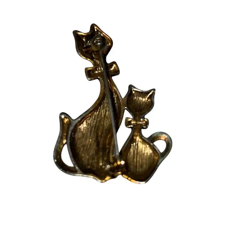 Vintage MCM Cats Brooch 1.75”