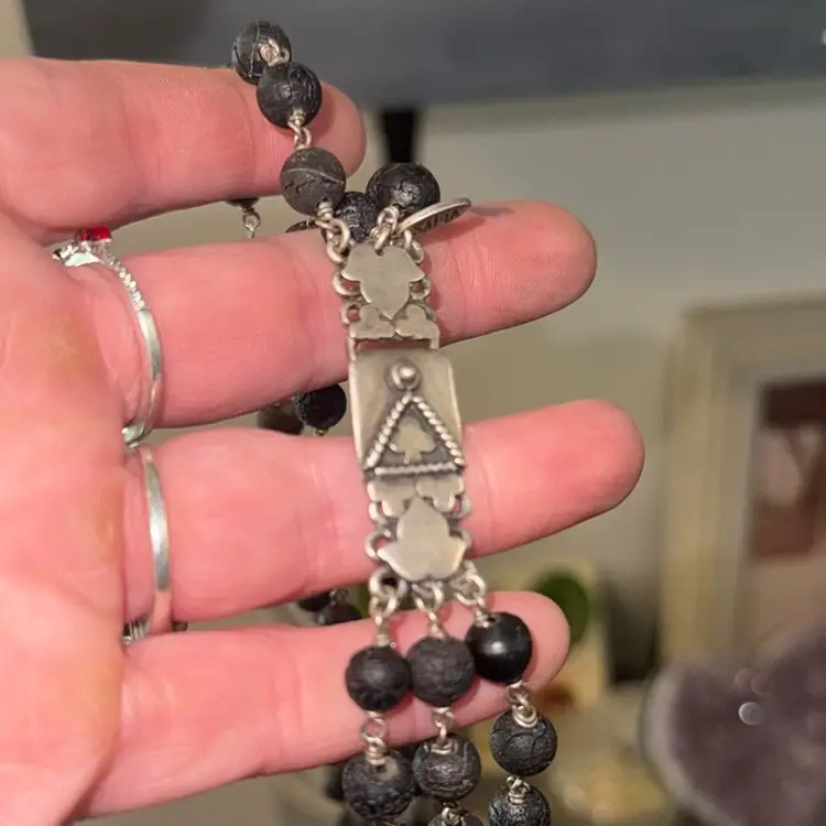 925 Silver Safia Beaded Necklace 20”