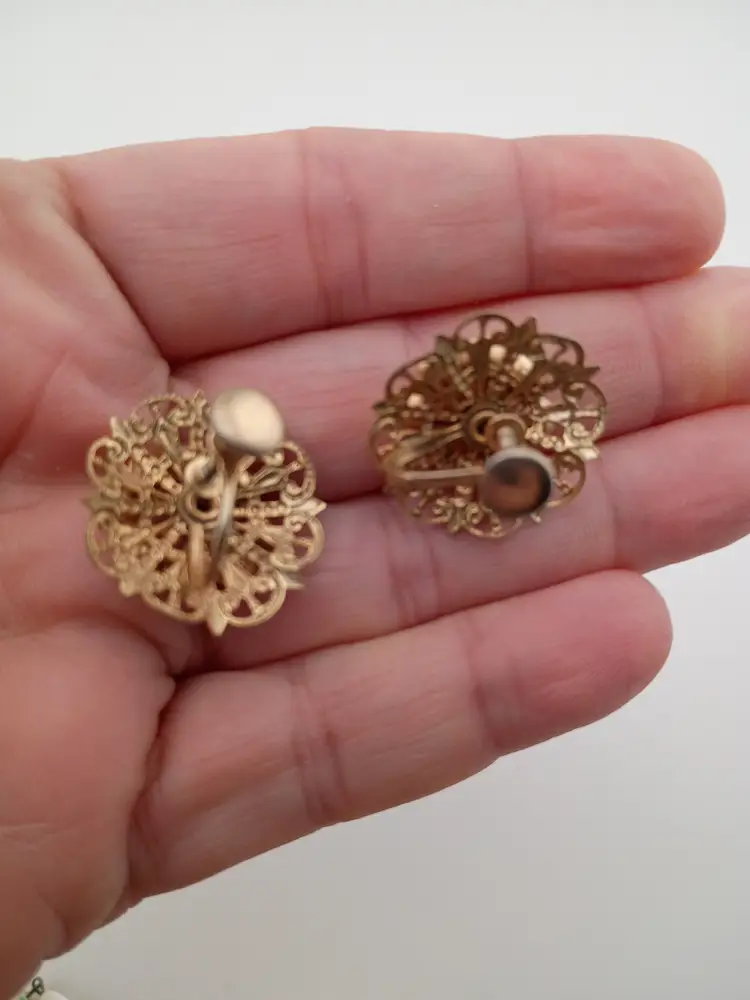 Vintage faux pearl and AB screwback earrings