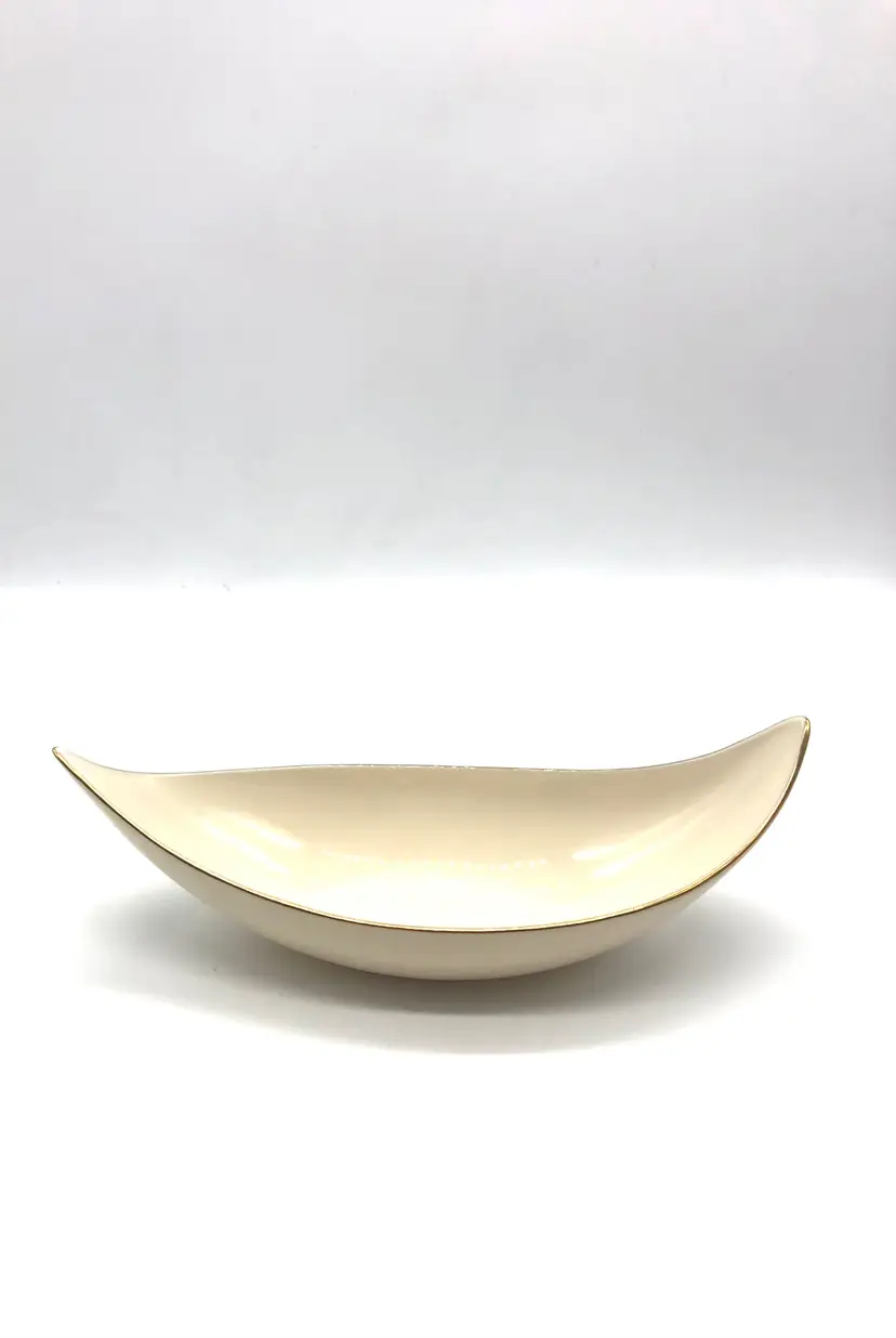 Gorgeous Vintage Lenox Olympia Gold Trimmed Ivory Toned Boat Shaped Nut Dish