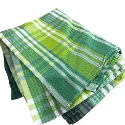 007  Vintage Seersucker Tablecloth Green Stripe Spring Summer