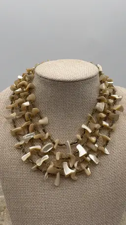 Vintage Mother Of Pearl Necklace Marked Japan