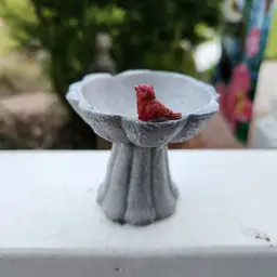 Miniature Birdbath With Cardinal