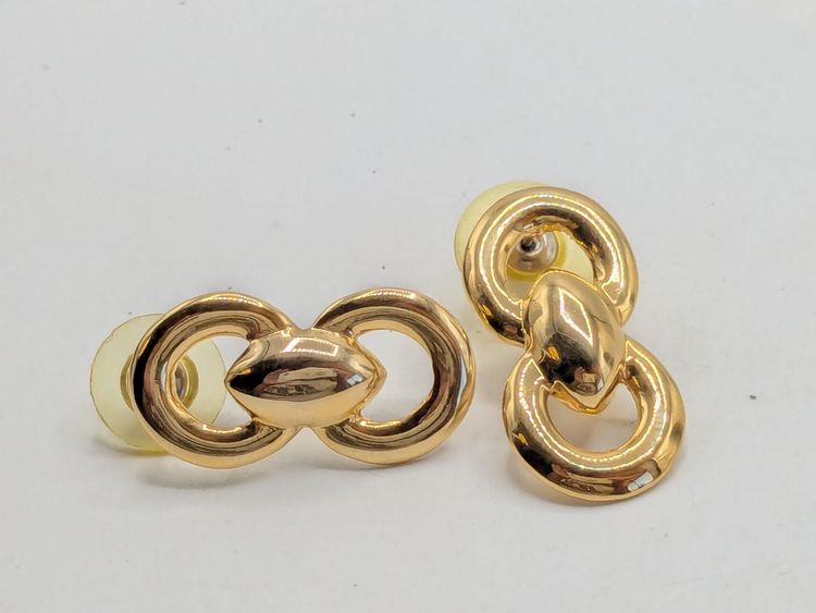 Vintage Gold Tone Double Circle Pierced Earrings