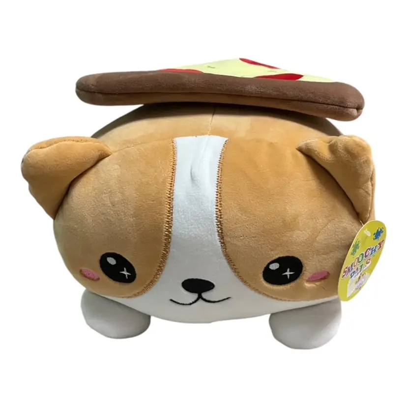 Add a Dash of Cuteness to Your Day with the 15" Smoochy Pals Corgi with Pizza Plush
