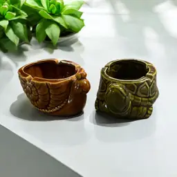 2 Vintage Made in Japan Ashtrays/Planters Snail and Turtle.