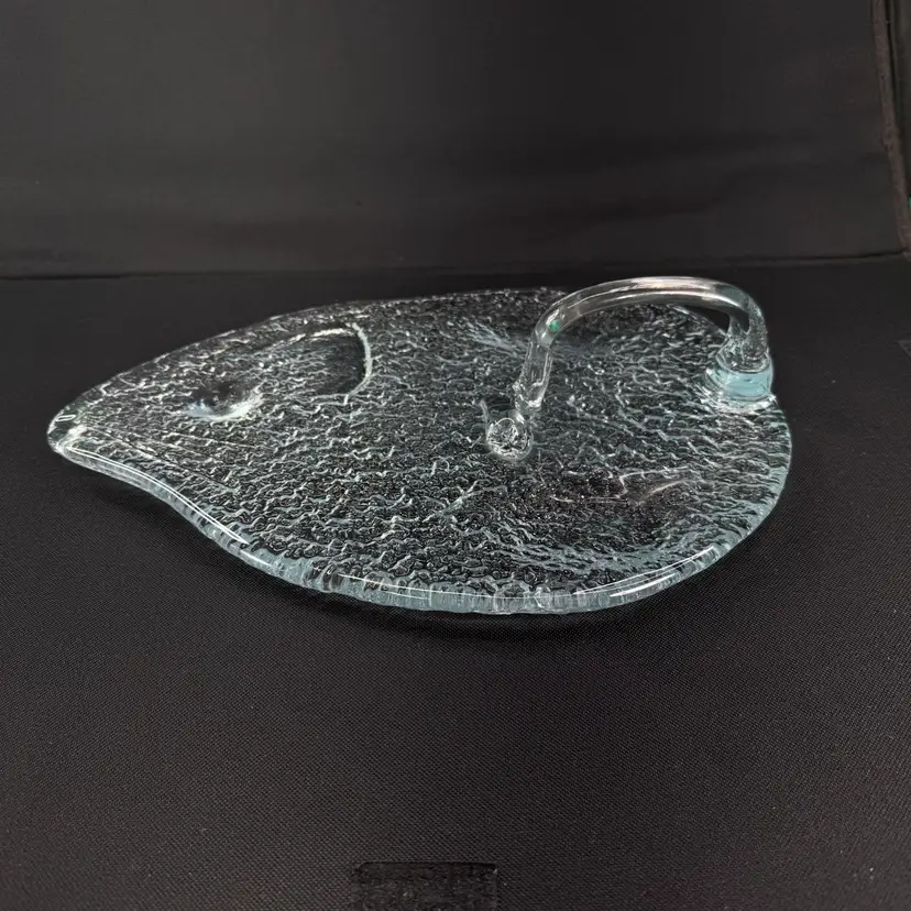 Blenko #7512 Textured Icy Mouse Cheese Platter