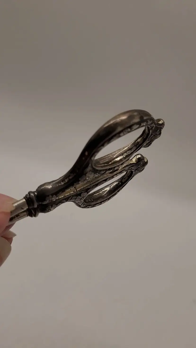 Antique sterling silver sewing scissors