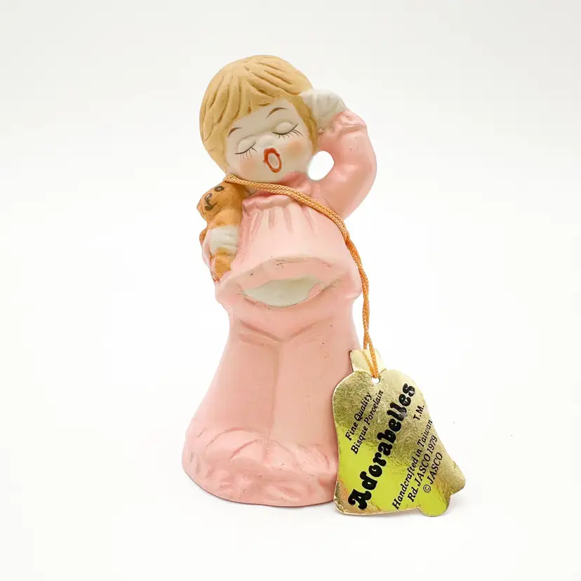 Adorabelles Jasco Pink PJs 1979 Bisque Porcelain Bell