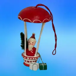 #3 of 6 Vintage Handcrafted, Hand painted Miniature Wood Folk Art Christmas Ornament