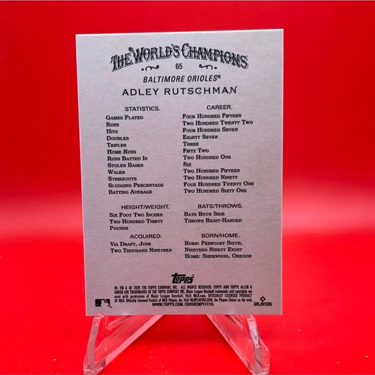 Adley Rutschman 2025 Topps Allen & Ginter Foil Filagree Baltimore Orioles