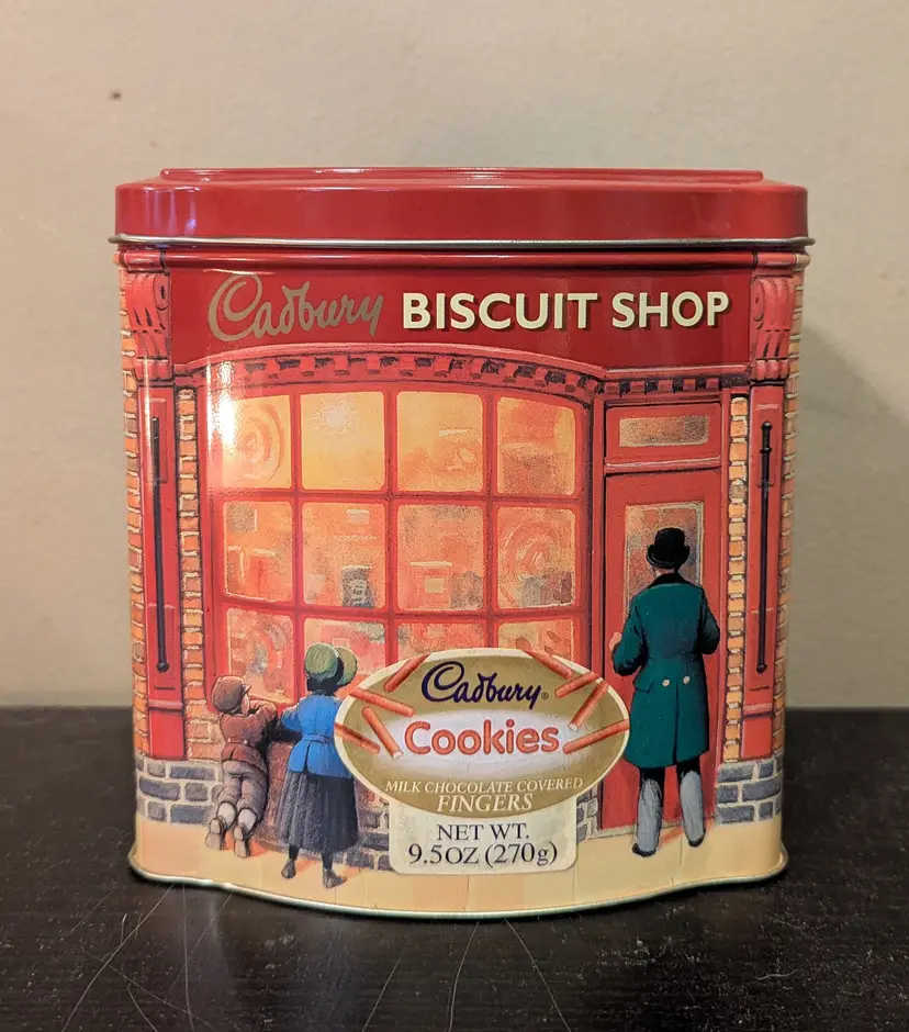 Vintage Cadbury Biscuit Shop Metal Cookie Tin With Lid